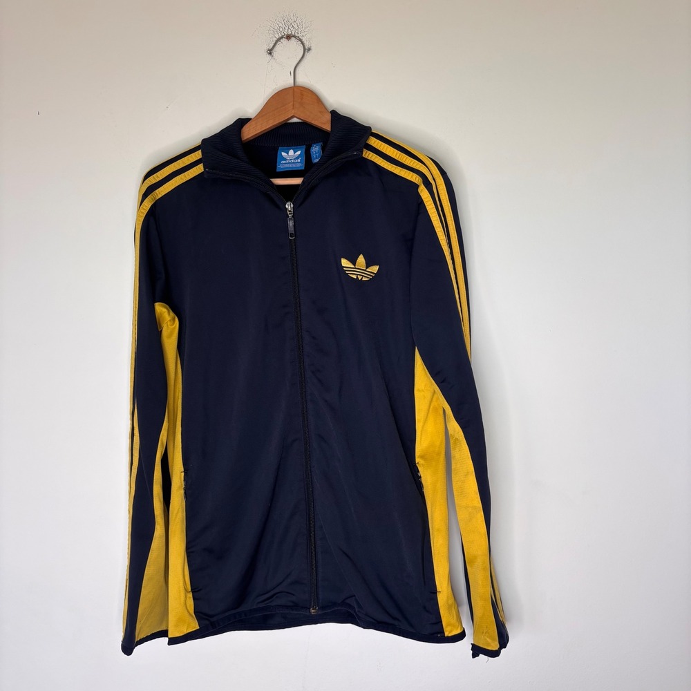 Adidas Originals Classic Street Driver Track Full Zip Navy Yellow Size Large